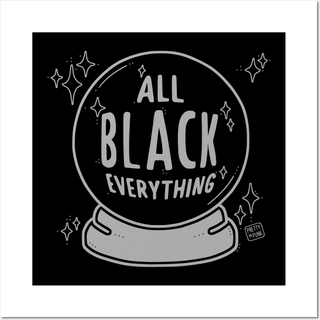 All Black Everything Crystal Ball Wall Art by prettyinpunk